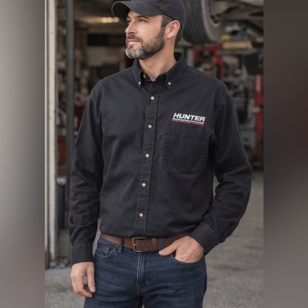 Arrow Classic Fit Black Button Down Shirt Medium | Hunter Engineering Company